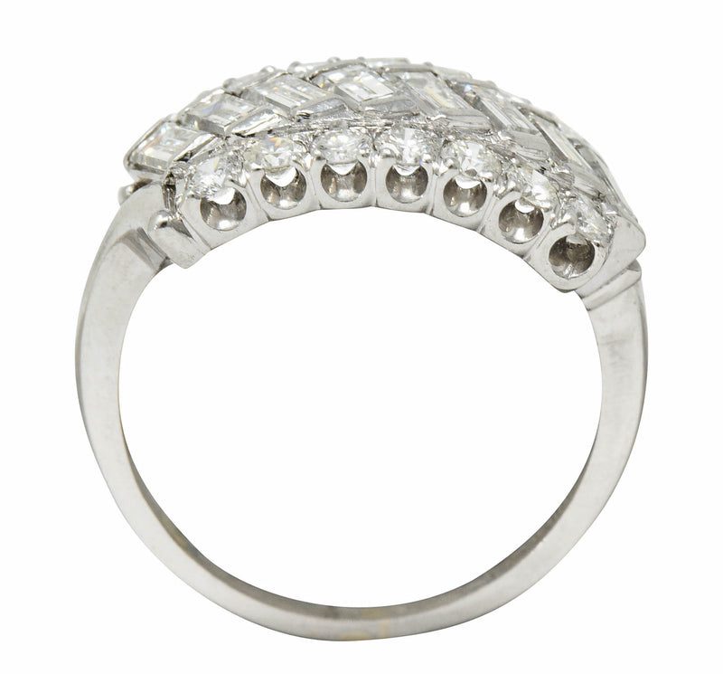Retro 1.25 CTW Diamond Platinum Fishtail Band RingRing - Wilson's Estate Jewelry