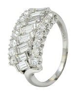 Retro 1.25 CTW Diamond Platinum Fishtail Band RingRing - Wilson's Estate Jewelry