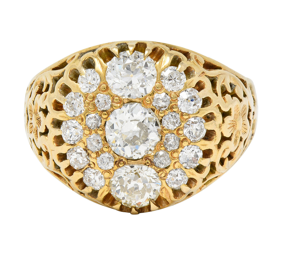 Art Nouveau 2.09 CTW Old European Cut Diamond 14 Karat Yellow Gold ...