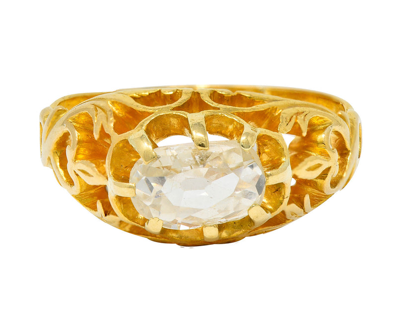 Art Nouveau 0.80 CTW Old Mine Diamond 18 Karat Gold Whiplash RingRing - Wilson's Estate Jewelry