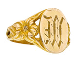 Art Nouveau 14 Karat Gold Floral Monogram Unisex Signet RingRing - Wilson's Estate Jewelry