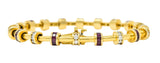 Charles Krypell 6.00 CTW Diamond Ruby 18 Karat Gold Barrel Link Braceletbracelet - Wilson's Estate Jewelry