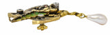 French Art Nouveau Plique-A-Jour Pearl Diamond Silver-Topped 18 Karat Gold Dragon Pendant BroochNecklace - Wilson's Estate Jewelry