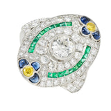 Contemporary 3.15 CTW Diamond & Fancy Diamond Emerald Sapphire Platinum Dinner RingRing - Wilson's Estate Jewelry