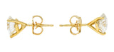 Vintage 1.92 CTW Round Brilliant Diamond 18 Karat Yellow Gold Unisex Stud Earrings Wilson's Antique & Estate Jewelry