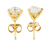 Vintage 1.92 CTW Round Brilliant Diamond 18 Karat Yellow Gold Unisex Stud Earrings Wilson's Antique & Estate Jewelry