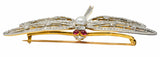 Substantial Edwardian Spinel Pearl Diamond Platinum 18 Karat Gold Dragonfly Broochbrooch - Wilson's Estate Jewelry