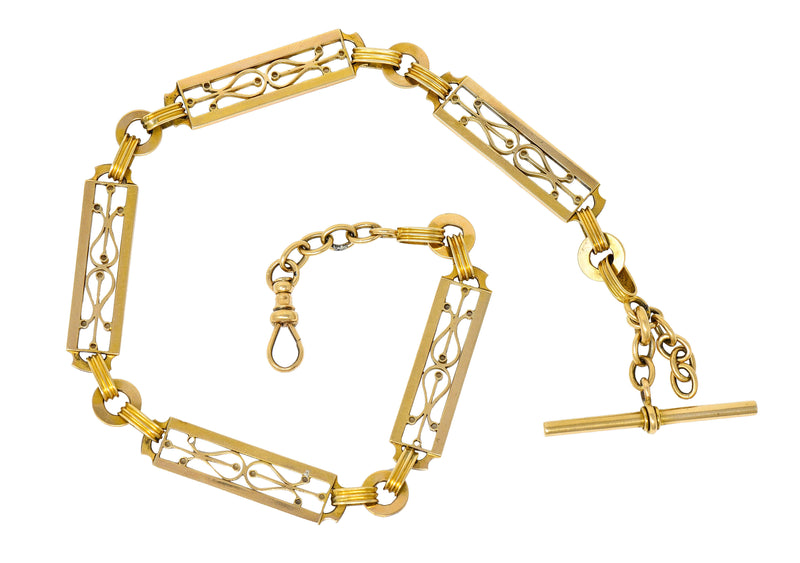 Russian Victorian 14 Karat Gold Statement Link Watch Chain NecklaceNecklace - Wilson's Estate Jewelry