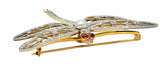 Substantial Edwardian Spinel Pearl Diamond Platinum 18 Karat Gold Dragonfly Broochbrooch - Wilson's Estate Jewelry