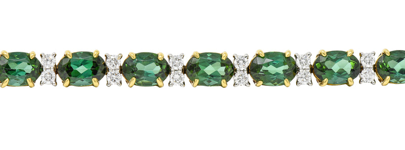 1980's Tiffany & Co. Diamond Tourmaline Platinum 18 Karat Gold Tennis Braceletbracelet - Wilson's Estate Jewelry