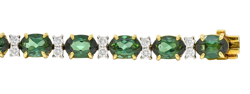 1980's Tiffany & Co. Diamond Tourmaline Platinum 18 Karat Gold Tennis Braceletbracelet - Wilson's Estate Jewelry