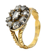 Georgian Table Cut Diamond Silver-Topped 14 Karat Gold Cluster Ring Wilson's Antique & Estate Jewelry