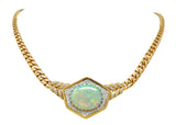 1980's Vintage Opal Diamond 18 Karat Two-Tone Gold Statement NecklaceNecklace - Wilson's Estate Jewelry