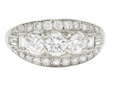 1950's Mid-Century 1.65 CTW Diamond Platinum Bombe Band RingRing - Wilson's Estate Jewelry