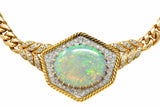 1980's Vintage Opal Diamond 18 Karat Two-Tone Gold Statement NecklaceNecklace - Wilson's Estate Jewelry