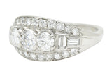 1950's Mid-Century 1.65 CTW Diamond Platinum Bombe Band RingRing - Wilson's Estate Jewelry