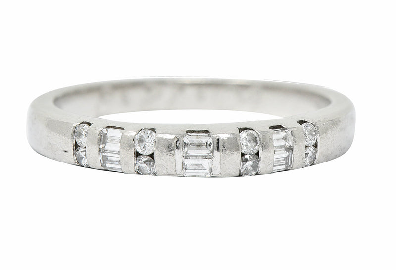 Vintage 0.35 CTW Diamond Platinum Bar Set Wedding Band RingRing - Wilson's Estate Jewelry