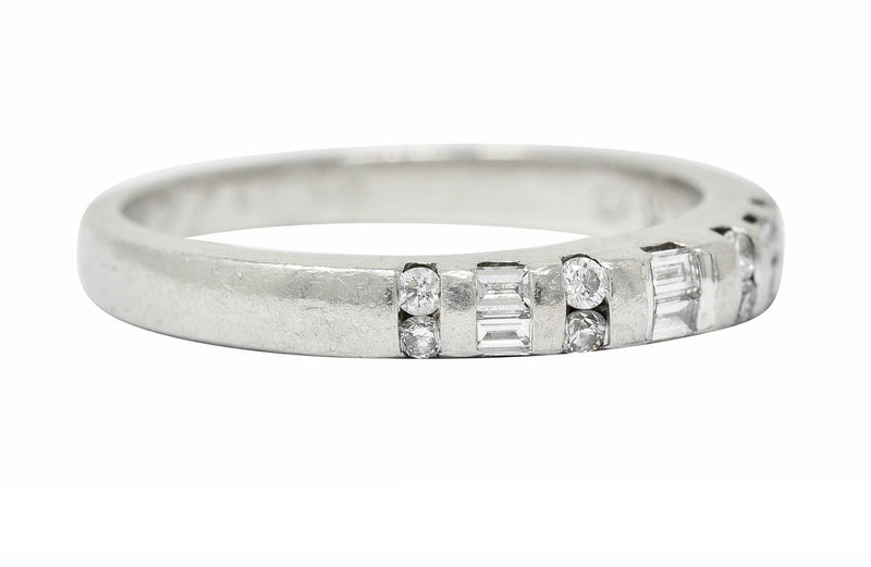 Vintage 0.35 CTW Diamond Platinum Bar Set Wedding Band RingRing - Wilson's Estate Jewelry