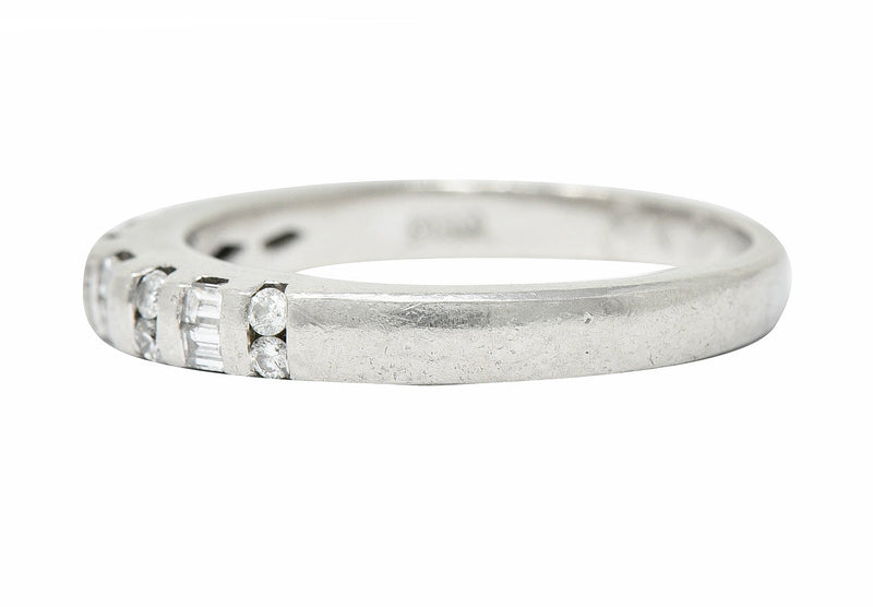 Vintage 0.35 CTW Diamond Platinum Bar Set Wedding Band RingRing - Wilson's Estate Jewelry