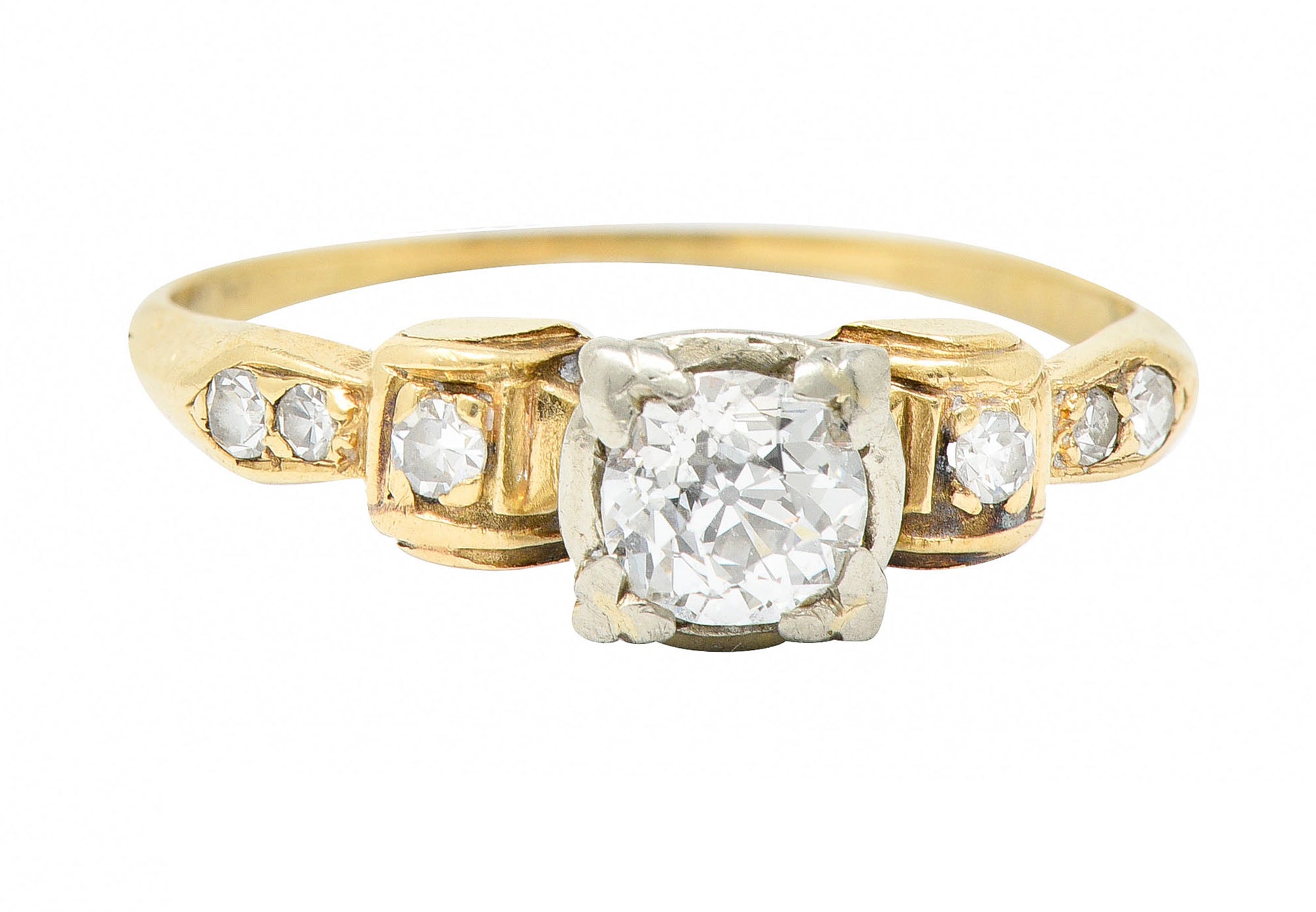 1940's Retro 0.50 CTW Diamond 14 Karat Two-Tone Gold Engagement RingRing - Wilson's Estate Jewelry