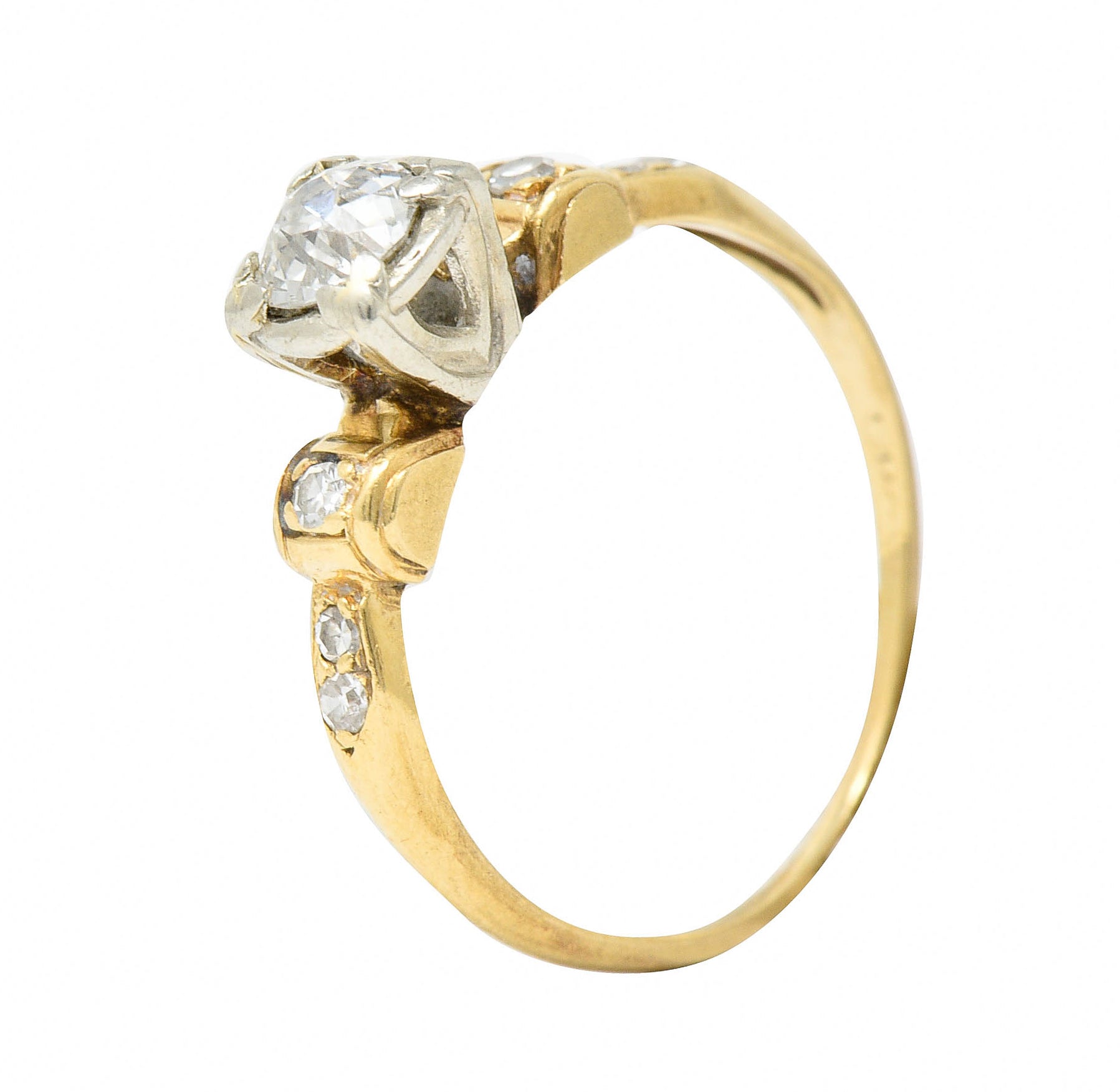 1940's Retro 0.50 CTW Diamond 14 Karat Two-Tone Gold Engagement RingRing - Wilson's Estate Jewelry