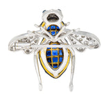 Sabbadini 5.45 CTW Pave Diamond Sapphire 18 Karat Two-Tone Gold Mystery Set Bee Brooch Wilson's Antique & Estate Jewelry