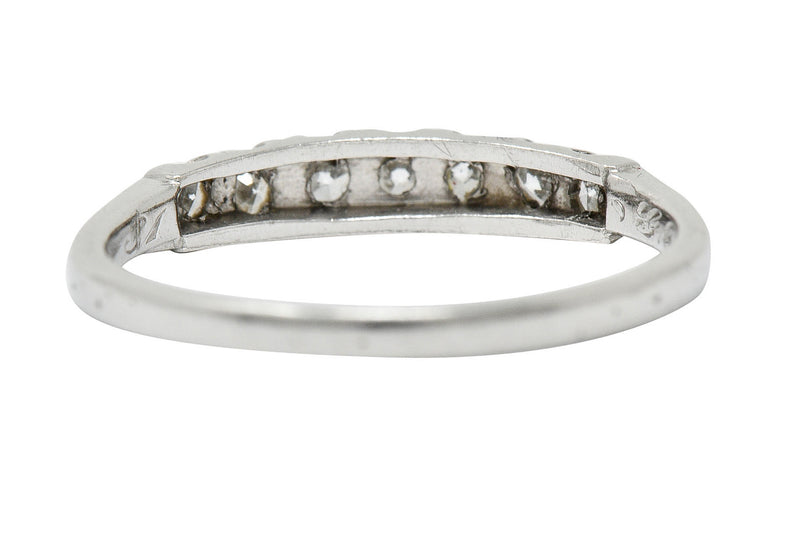 Art Deco Diamond Platinum Fishtail Anniversary Band RingRing - Wilson's Estate Jewelry