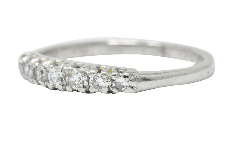 Art Deco Diamond Platinum Fishtail Anniversary Band RingRing - Wilson's Estate Jewelry