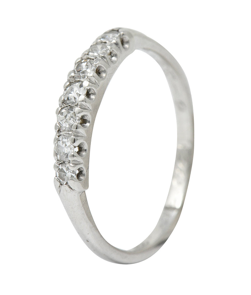 Art Deco Diamond Platinum Fishtail Anniversary Band RingRing - Wilson's Estate Jewelry