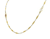 Art Deco Ruby Diamond Pearl Platinum 18 Karat Gold Link NecklaceNecklace - Wilson's Estate Jewelry
