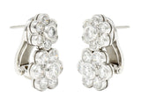 Van Cleef & Arpels 3.50 CTW Diamond Platinum Floral Double Hawaii Flower Earrings Wilson's Estate Jewelry