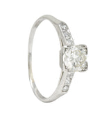 1950's Mid-Century 0.72 CTW Diamond Platinum Engagement Ring Wilson's Antique & Estate Jewelry