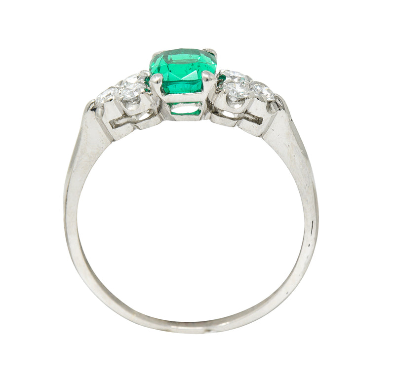 1950's Shreve Crump & Low 0.83 CTW Emerald Diamond Platinum RingRing - Wilson's Estate Jewelry