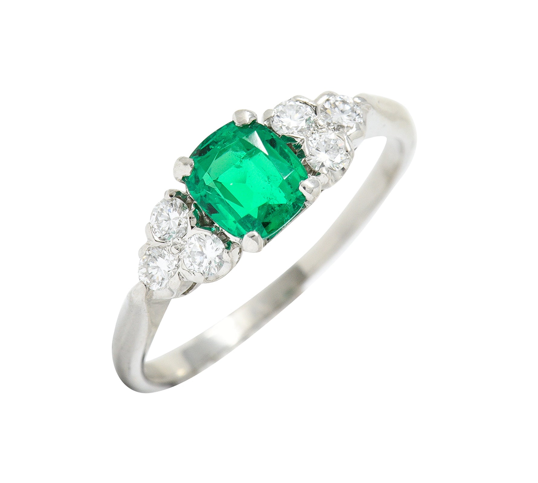 1950's Shreve Crump & Low 0.83 CTW Emerald Diamond Platinum RingRing - Wilson's Estate Jewelry