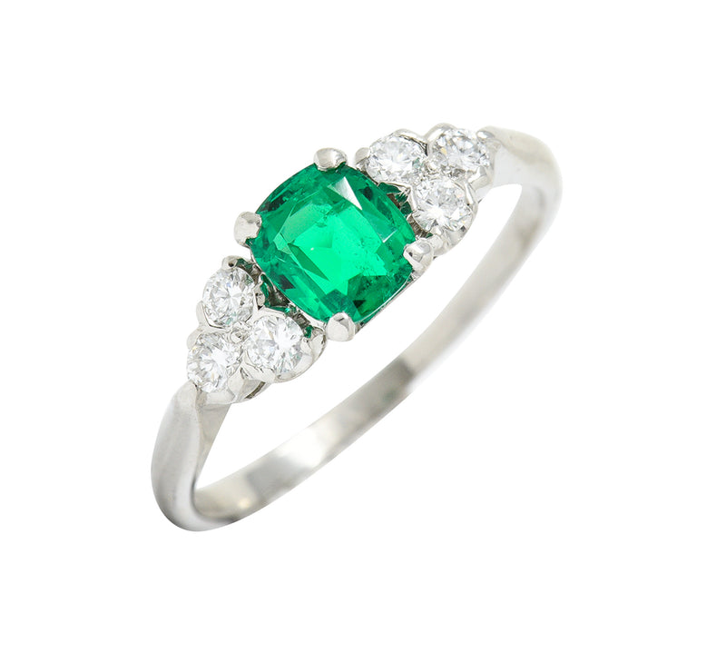 1950's Shreve Crump & Low 0.83 CTW Emerald Diamond Platinum RingRing - Wilson's Estate Jewelry