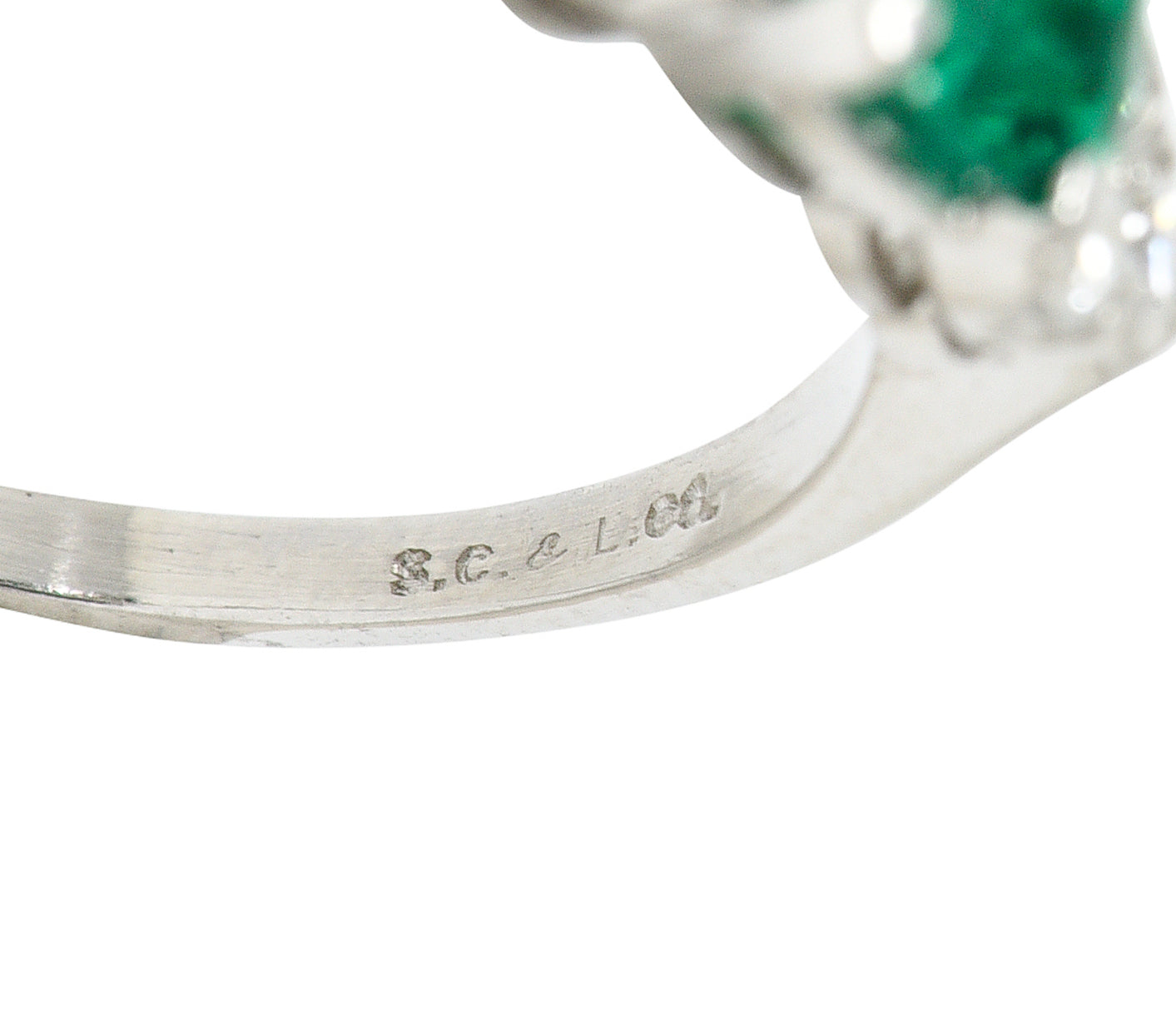 1950's Shreve Crump & Low 0.83 CTW Emerald Diamond Platinum RingRing - Wilson's Estate Jewelry