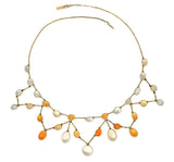 Art Nouveau Jelly Opal & Fire Opal 14 Karat Gold Swag NecklaceNecklace - Wilson's Estate Jewelry