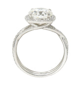 Contemporary Round Brilliant 3.50 CTW Diamond Platinum Halo Engagement Ring GIA Wilson's Antique & Estate Jewelry