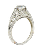 Art Deco 1.02 CTW Diamond 18 Karat White Gold Engagement RingRing - Wilson's Estate Jewelry