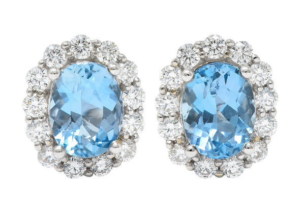 Spark 2.25 CTW Aquamarine Diamond 18 Karat White Stud EarringsEarrings - Wilson's Estate Jewelry