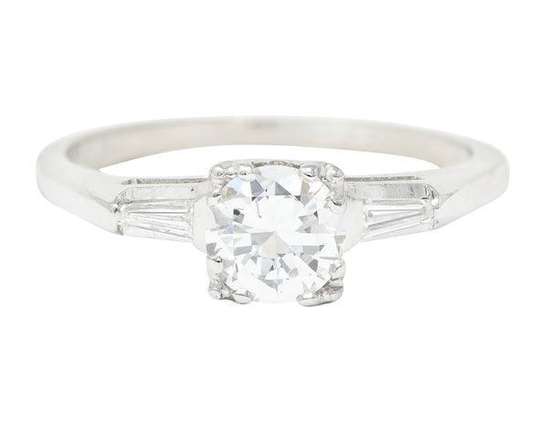 .11111 Baumstein & Feder 1950's Mid-Century 0.76 CTW Transitional Cut Diamond 14 Karat White Gold Vintage Engagement Ring Wilson's Estate Jewelry
