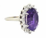 Vintage Amethyst Diamond 14 Karat White Gold Cluster RingRing - Wilson's Estate Jewelry
