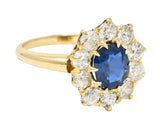 Victorian 2.15 CTW Sapphire Diamond 14 Karat Gold Cluster RingRing - Wilson's Estate Jewelry