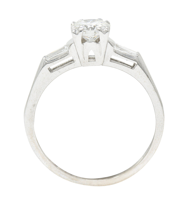.11111 Baumstein & Feder 1950's Mid-Century 0.76 CTW Transitional Cut Diamond 14 Karat White Gold Vintage Engagement Ring Wilson's Estate Jewelry