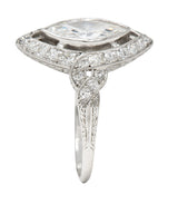 Tiffany & Co. Art Deco 1.30 CTW Marquise Cut Diamond Platinum Twisting Halo Engagement Ring GIA Wilson's Estate Jewelry