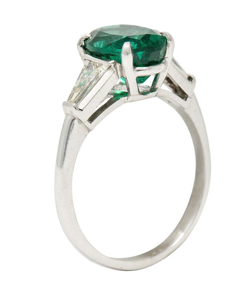 1950's Mid-Century 3.19 CTW Emerald Diamond Platinum RingRing - Wilson's Estate Jewelry