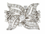 Retro 1.70 CTW Diamond Cultured Pearl 14 Karat White Gold Multi-Strand Necklace & BroochNecklace - Wilson's Estate Jewelry