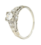 Mid-Century 0.60 CTW Diamond 18 Karat White Gold Engagement Ring Wilson's Estate Jewelry
