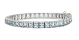 Art Deco 12.00 CTW Aquamarine 18 Karat White Gold Line Braceletbracelet - Wilson's Estate Jewelry