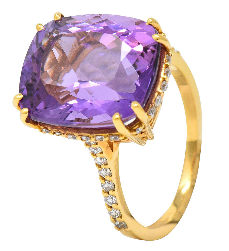 Amethyst Diamond 20 Karat Rose Gold Cocktail RingRing - Wilson's Estate Jewelry